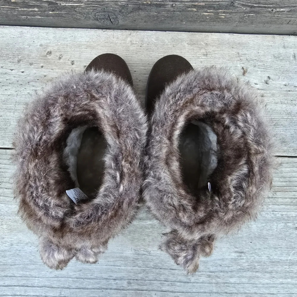 Minnetonka NEW Somerville Y2K Cozy Boho Suede Plush Faux Fur Winter Boots 7M